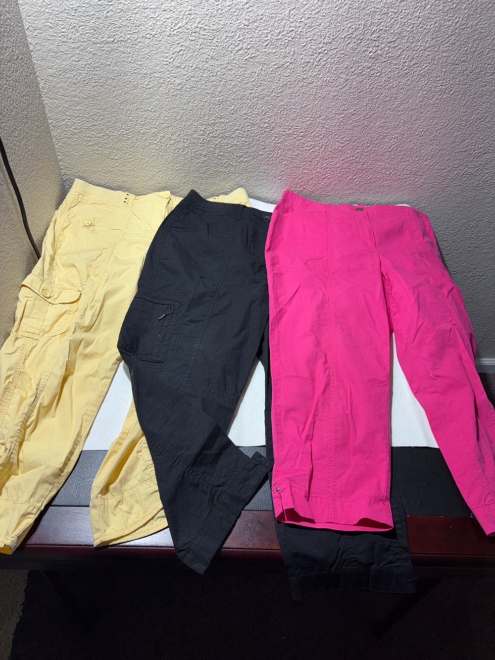 Chico's Kids Cargo Capri Shorts - Hot Pink, Black, Pale Yellow
